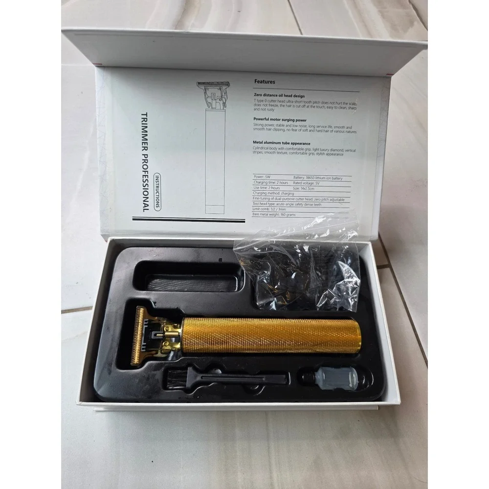 Vintage T9 Professional Trimmer Cordless Hair Clipper Gold‎ USB Rechargeable W2